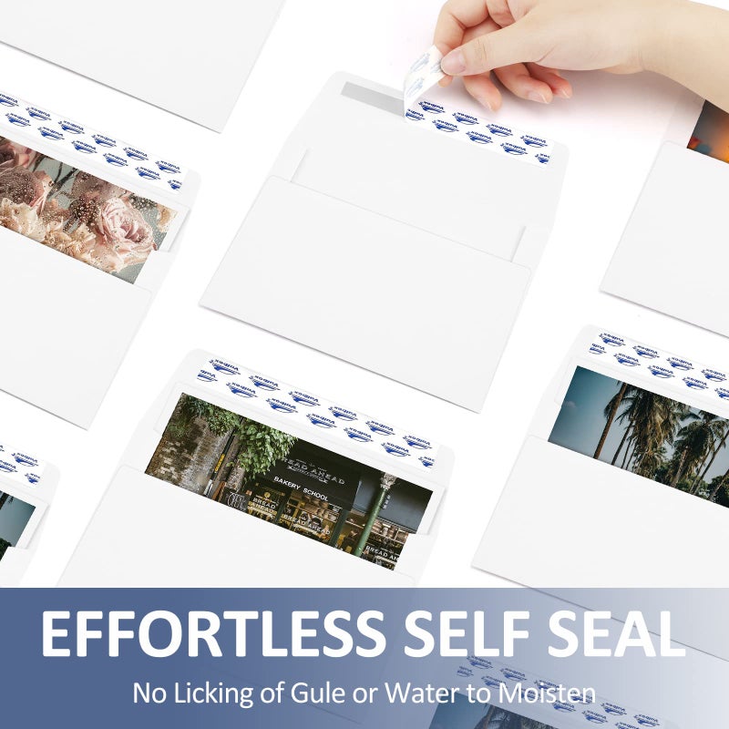 ValBox أظرف صور ValBox A4 100 عدد 4 x 6 أظرف ورق كرافت أبيض ذاتية الإغلاق لبطاقات 4x6، صور، حفلات زفاف، دعوات، حفلات استقبال المواليد، 4.25 x 6.25 بوصة (A4) - Image 4